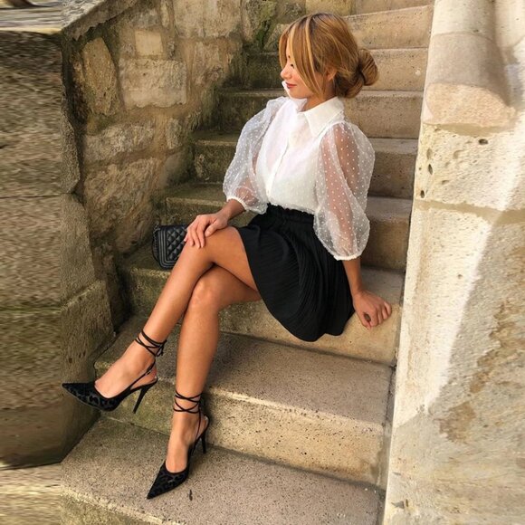 Zara Swiss Dot Organza Puff Sleeve Blouse - Picture 16 of 16